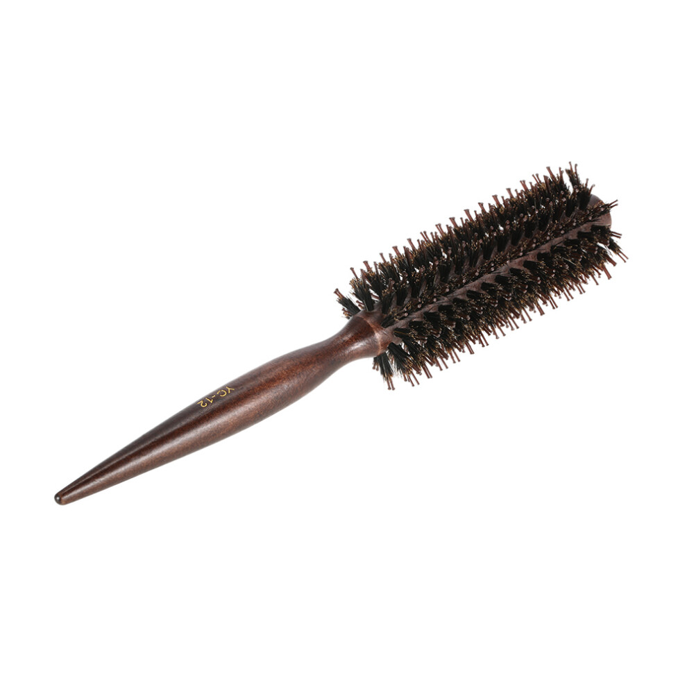Brown Round Bristle Hair Comb For Curling & Scalp Massaging - 23.5Cm