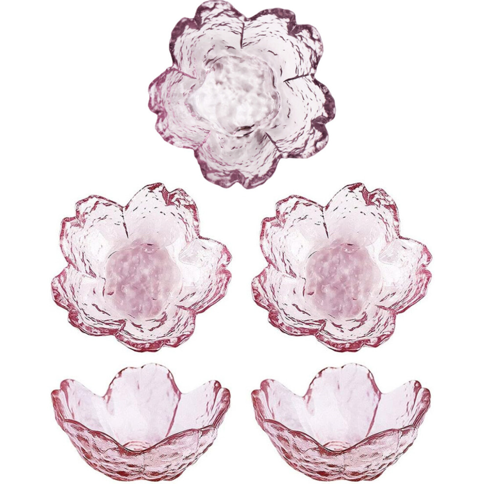 Sakura Sauce Dishes, Cherry Flower Crystal Glass Tasting Dishes Perfect for Appetizers, Seasonings, and Dips, Compact Size for Any Table Setting (5PCS-image-OPC-PN5S6WF-NEW