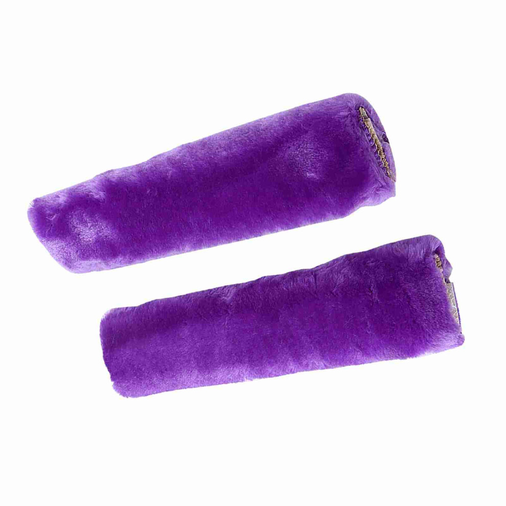 2Pcs Plush Car Seat Harness Cover Strap Wrap Belt Soft Shoulder Pad Set Purple 4981363086299