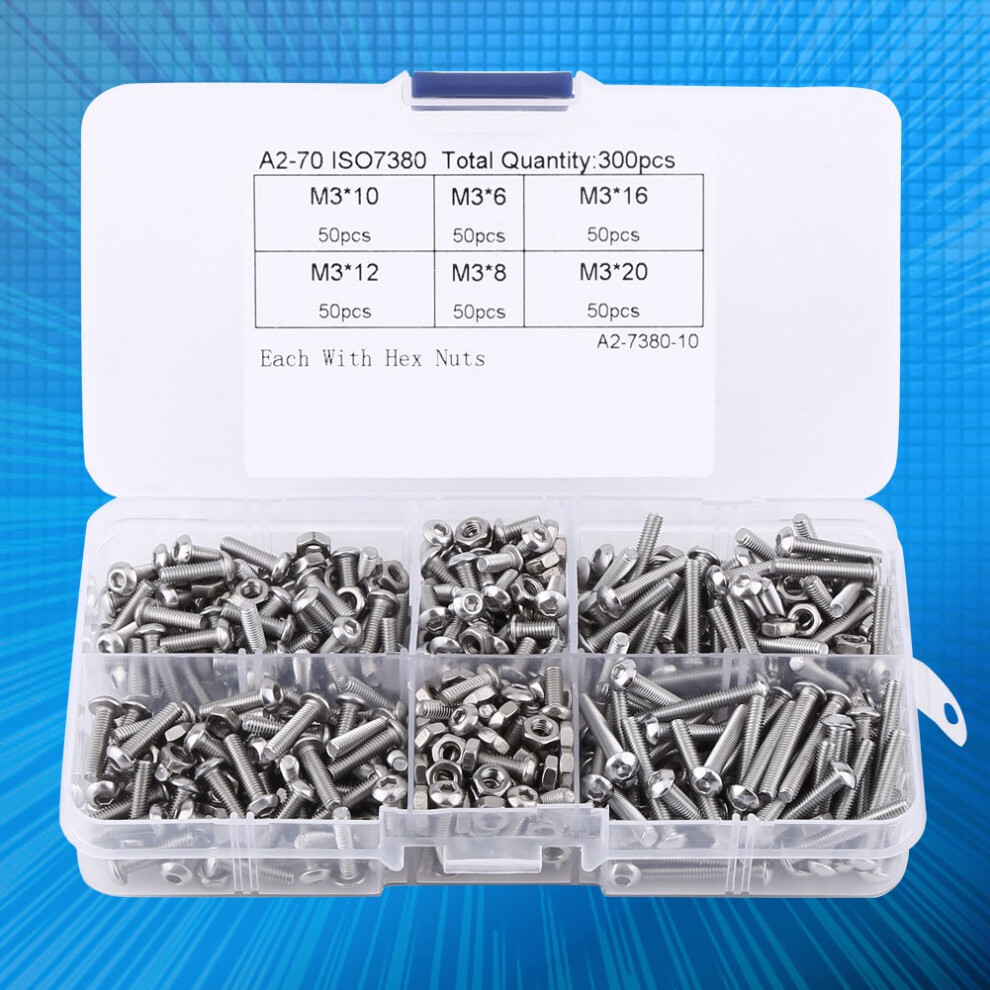 Kit 300 Vis M3 Acier Inoxydable - Tãªte Hexagonale Avec Ã©Crous 9391363087335