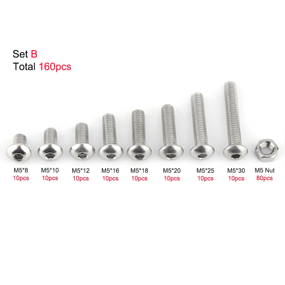Ss304 M5 Hex Socket Bolts & Nuts Button Head Fastener Ideal For Heavy Duty Use 6911363087154