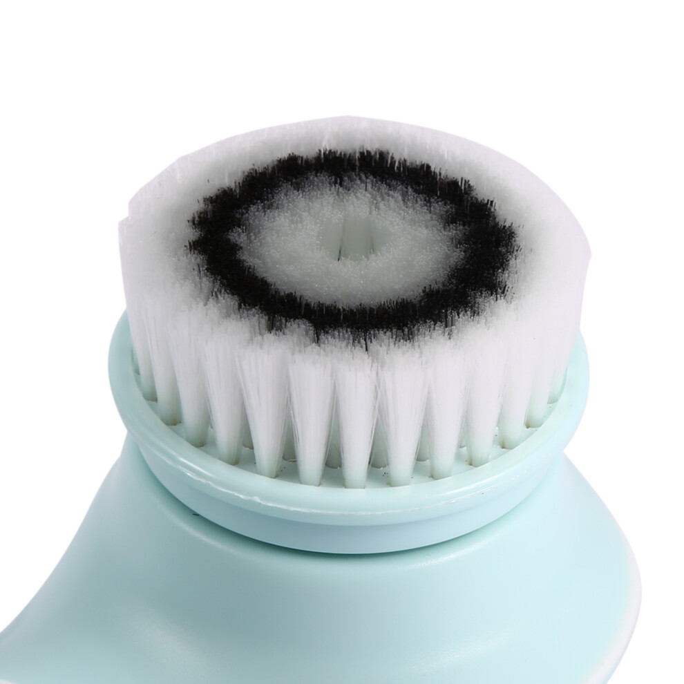 Blue Rechargeable Usb Electric Facial Cleansing Brush With 3 Heads Â