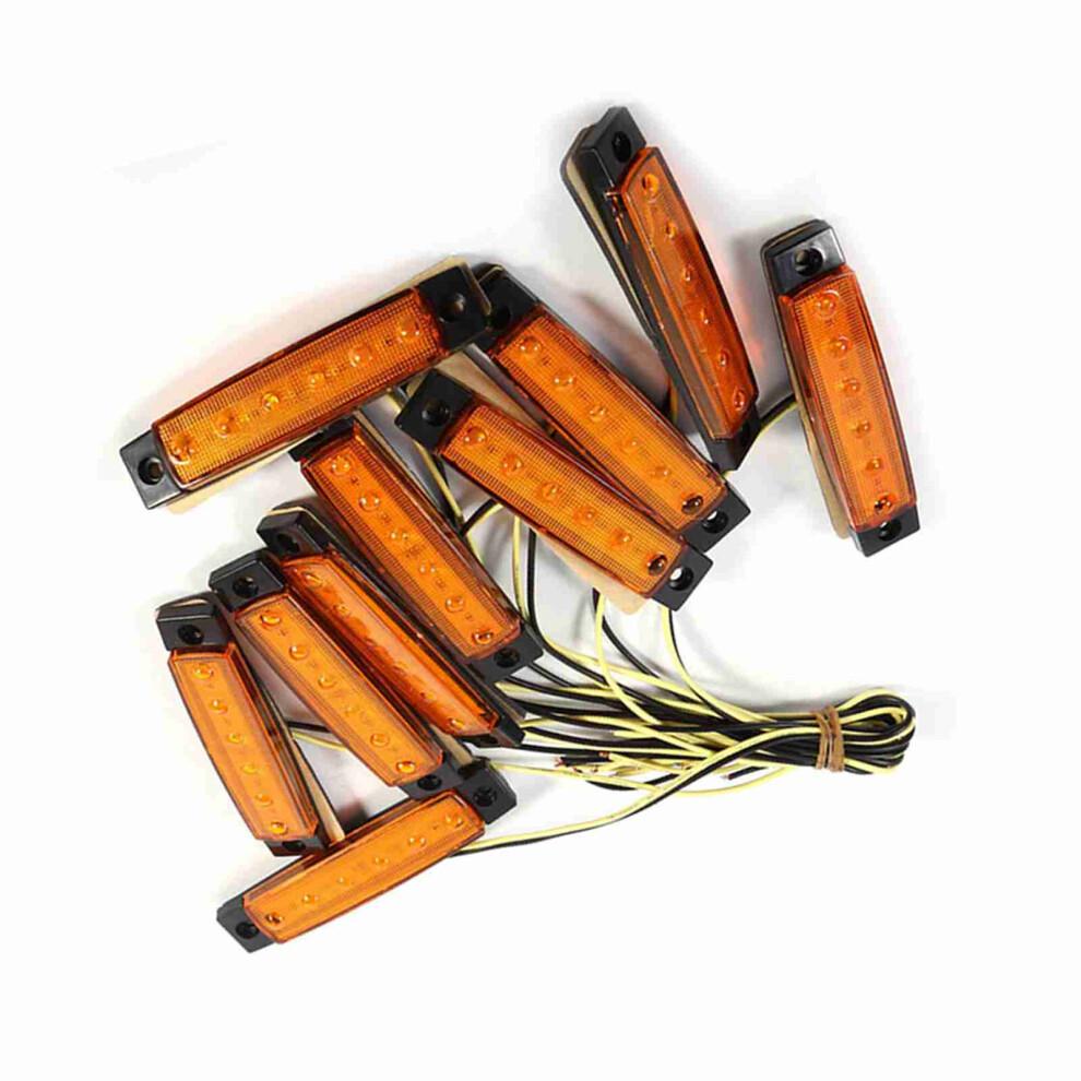 Set Of 10 6 Led Side Marker Lamps For Truck Van Caravan Lorry 12V Use Amber 4041363090617