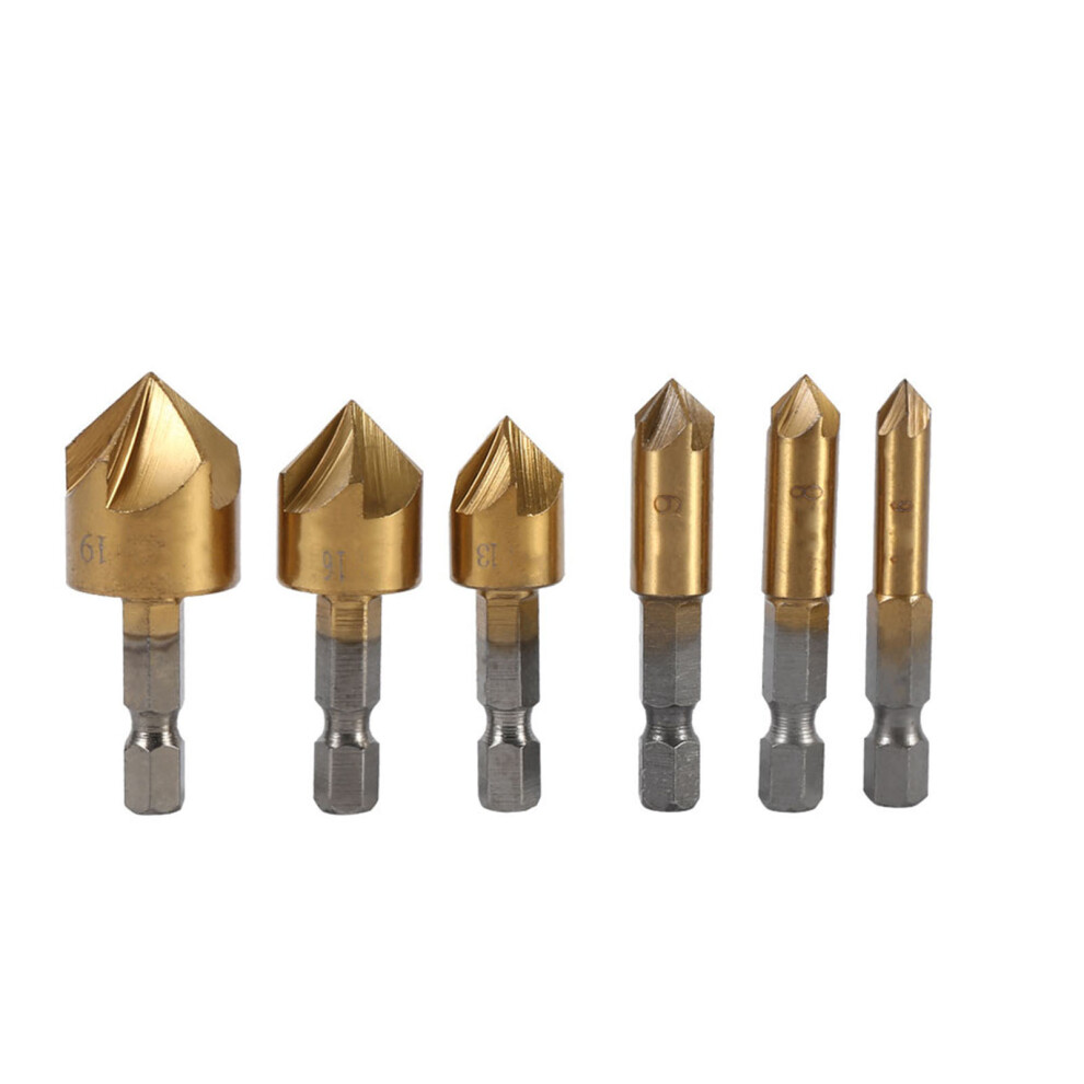 Hex Shank 90 Chamfering Countersink Bits Set 6-19Mm Hss For Wood 9471363091379
