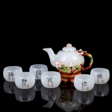 Enamel Jade White Kung Fu Tea Set With Teapot And Cups For Home Use Gift Idea