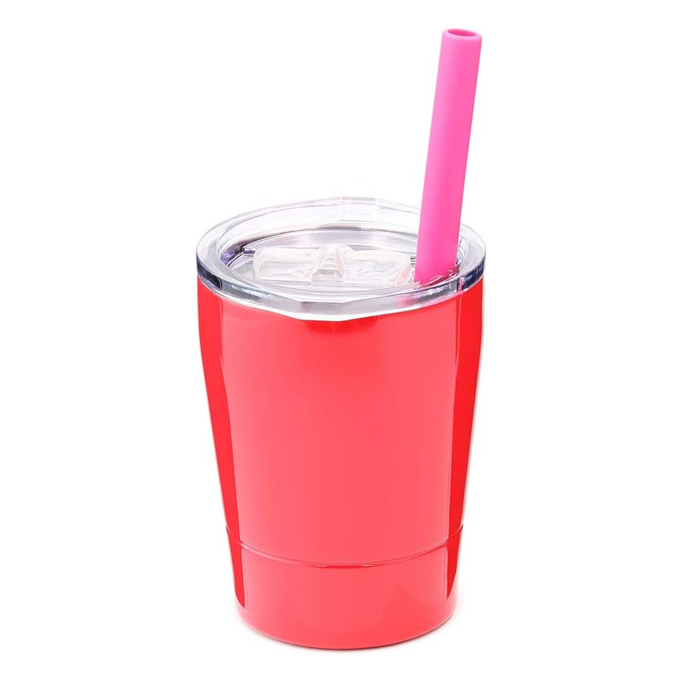 Silicone Straw Kids Cups With Stackable Stainless Steel, Powder Coated Insulated Tumblers, Bpa Free Lid, Leakproof Lids, Double Wall Insulation, Safe