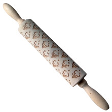 Mönstrat köksredskap, graverad träkavel, non-stick degrulle, perfekt för dumplings, bakverk, wontonpapper, muffins, kakor, Ergono