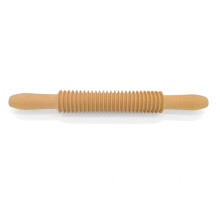 Ustensile de cuisine artisanal italien pour la fabrication de pâtes, coupe-spaghettis en bois de hêtre naturel avec surface texturée, tige en bois