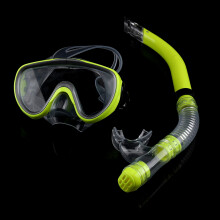Premium Diving Snorkel Set with Tempered Glass Mask and Full Dry Snorkel Yellow