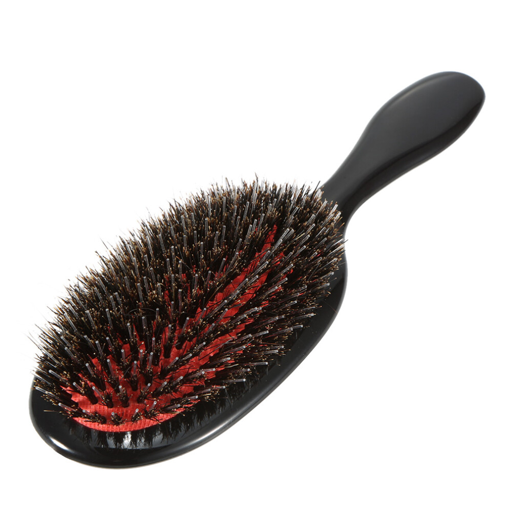 Black Anti-Static Boar Bristle & Nylon Paddle Hair Brush, 21.5Cm