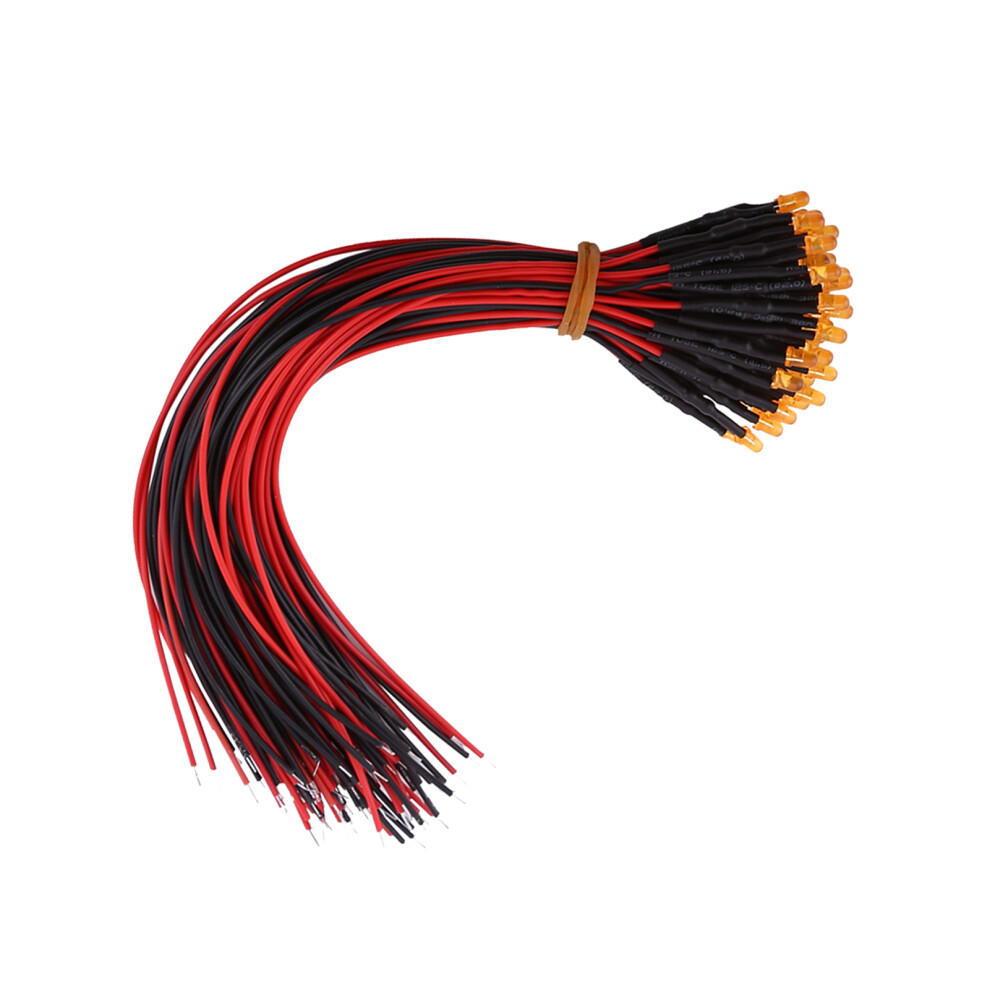 Pre Wired 50X 3Mm Diffused Led Diodes Dc12v Multi Color Orange Light 4251363098715