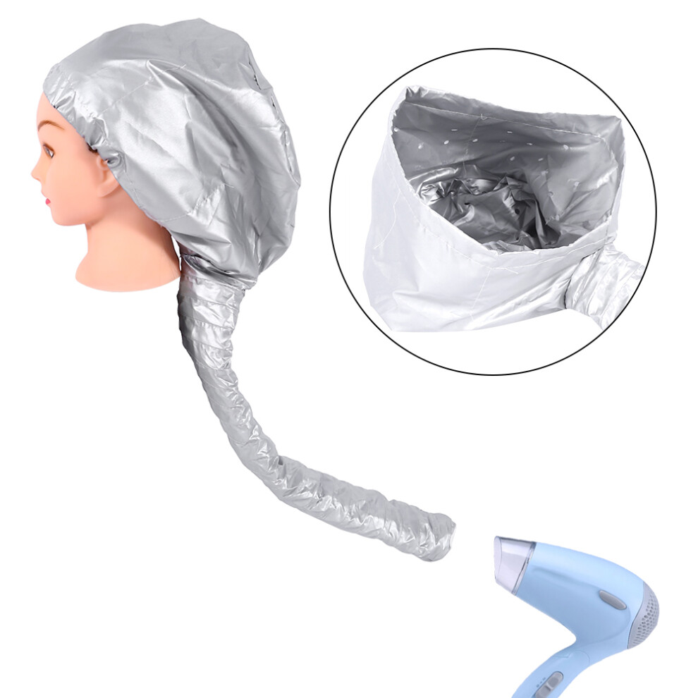 Portable Home Salon Hair Dryer Cap - Waterproof, Soft, Adjustable (Silver)