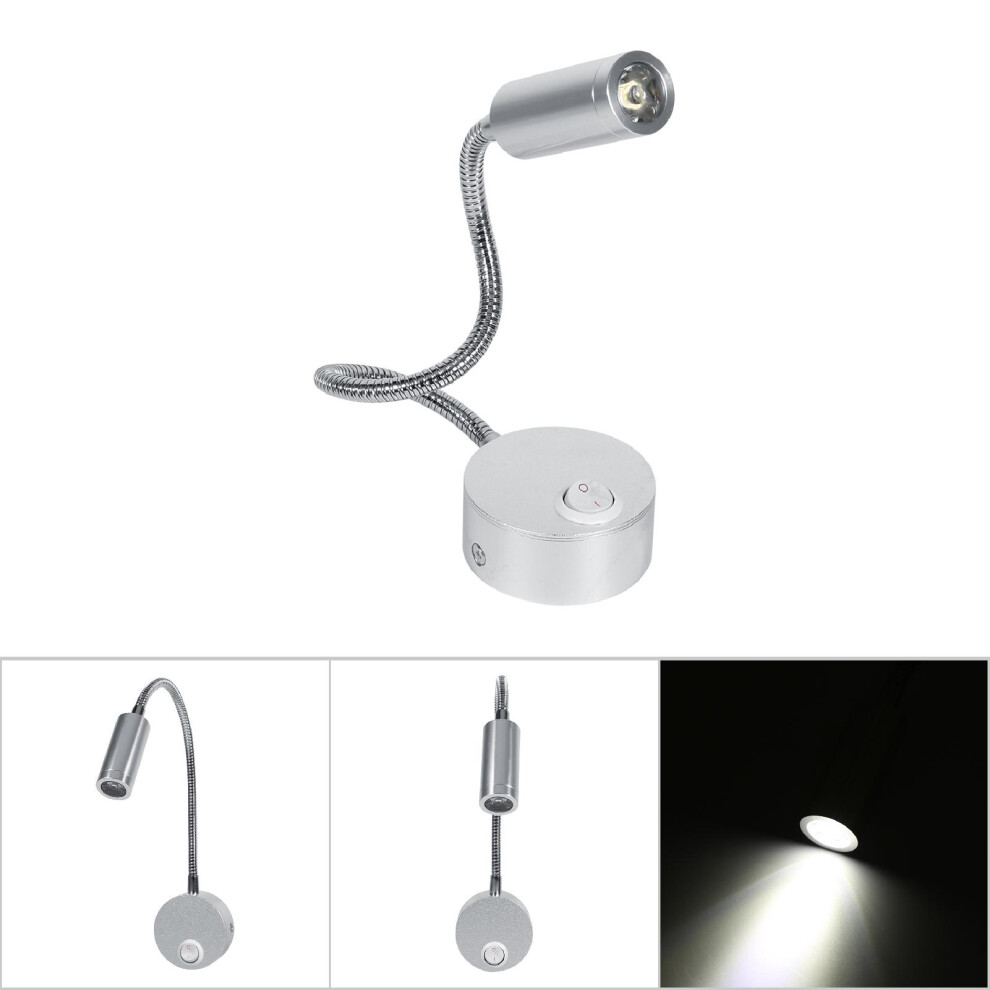 1W Cool White Led Reading Bed Lamp With Flexible Gooseneck & Switch 3451363096808