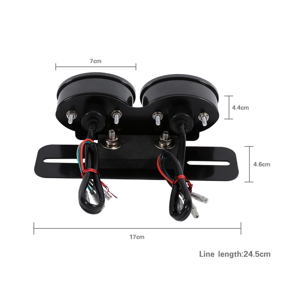 Motorcycle Dual Cat Eye Led Tail License Plate Holder 17X2 Leds Light/Red 5061363099662