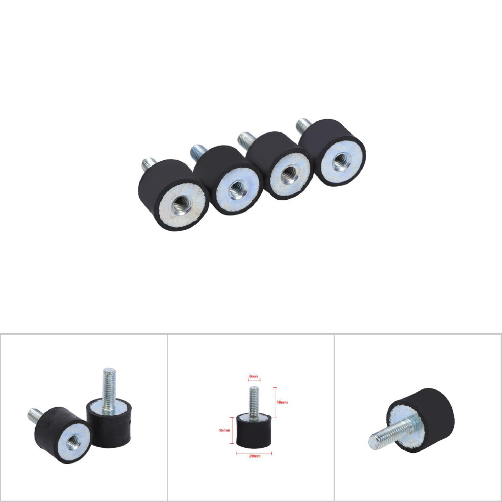 M6 Rubber Shock Absorber Mounts 4 Pcs Anti Vibration Silentblock Bobbins Set 5021363100003