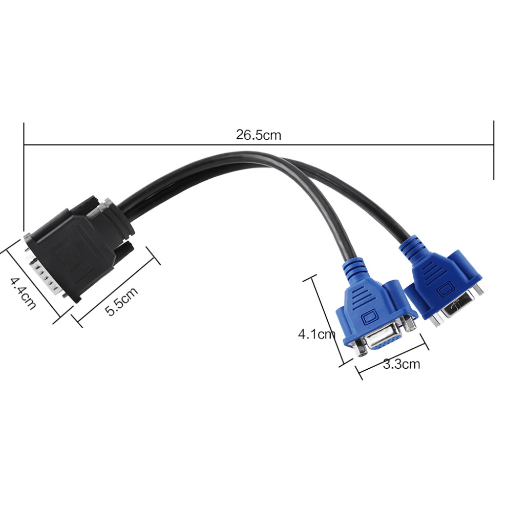 Dms-59 Pin Male To 2 Vga 15 Pin Female Splitter Cable For Laptop Monitors 3431363102198