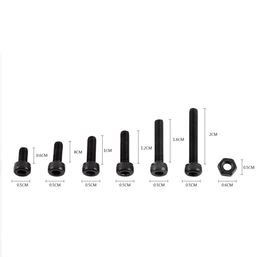 M3 Black Alloy Steel Hex Screws & Nuts 250Pcs Cap Head Fasteners Assortment 4991363102127