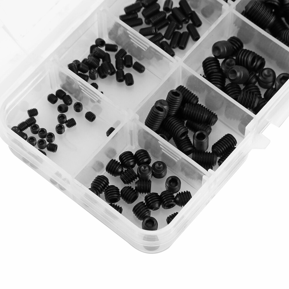 Black Grub Screw Assortment Box M3-M8 Hex Set 12.9 Alloy Steel 240 Pack 5051363103681