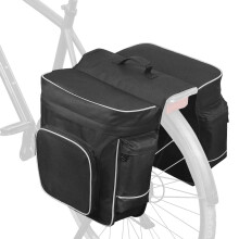 Cycle 2 in 1 30L Black Bicycle Rear Double Side Pannier Bag with Reflective Stripes