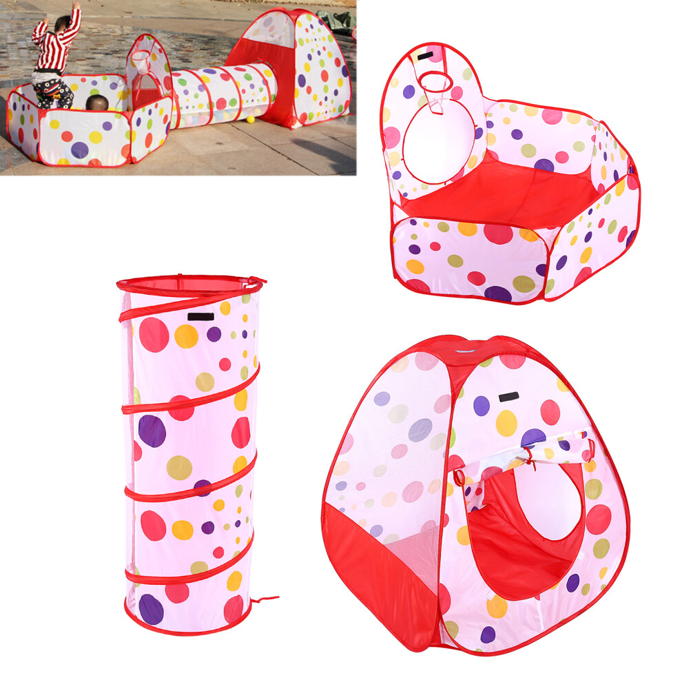 Baby Play Set 3Pcs Tent Tunnel Ball Pool for Indoor Outdoor Kids Fun