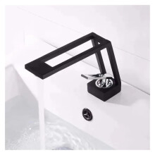 Hollow Bath Basin Faucet Brass Black Finish, Kitchen Sink Mixer Tap, Vanity Hot Cold Water, White Gold BA Model