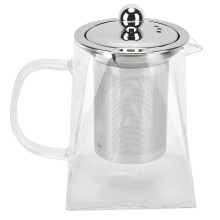 Bule de vidro com infusor para chá a granel, bule quadrado de vidro com filtro removível de aço inoxidável, bule de vidro borossilicato de alta