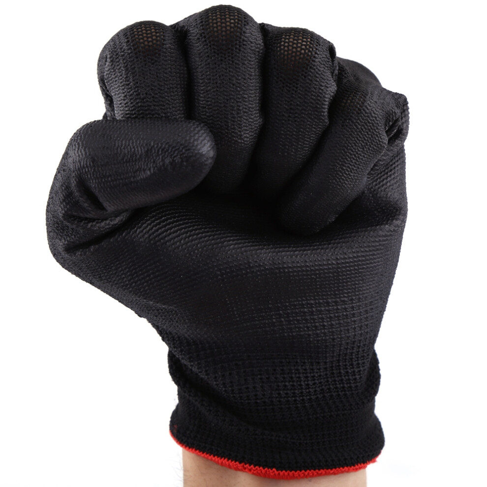 Black Nylon Pu Safety Work Gloves With Red Stripes, Size M 4661363106882