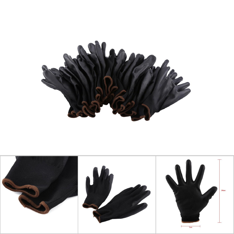 Black Nylon Pu Safety Work Gloves Large, Anti-Static, 12 Pairs 8101363106865