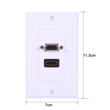 Premium 1-Port HDMI Female & 1-Port VGA Female Wandsteckdose – Weißes Finish
