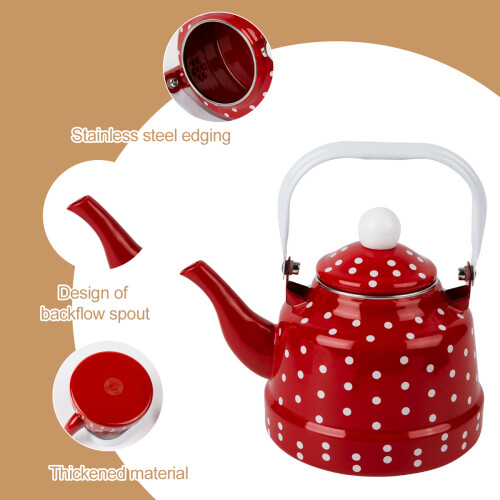 Τσαγιέρα από σμάλτο Vintage Polka Dot, βραστήρας υψηλής ποιότητας από σμάλτο για τσάι, 2
