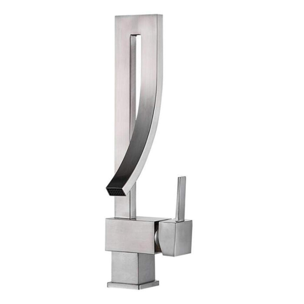 Basin Mixer Tap Waterfall Style Brushed Brass Finish Bathroom Faucet Undercounter Wash Basin Hot And Cold Water 9067246944667