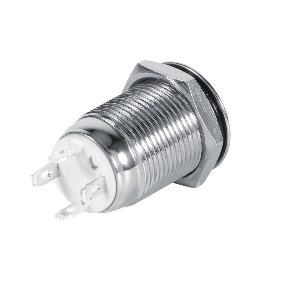 12Mm Waterproof Metal Push Button Switch With White Led 3V Momentary 9361363112627