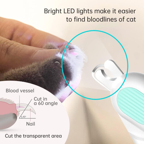 LED Light Cat Nail Clipper With Nail File Large Size Blue 2