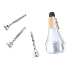 Trumpet Mouthpiece Mute Set 3C 5C 7C Silver Plated Practice Silencer