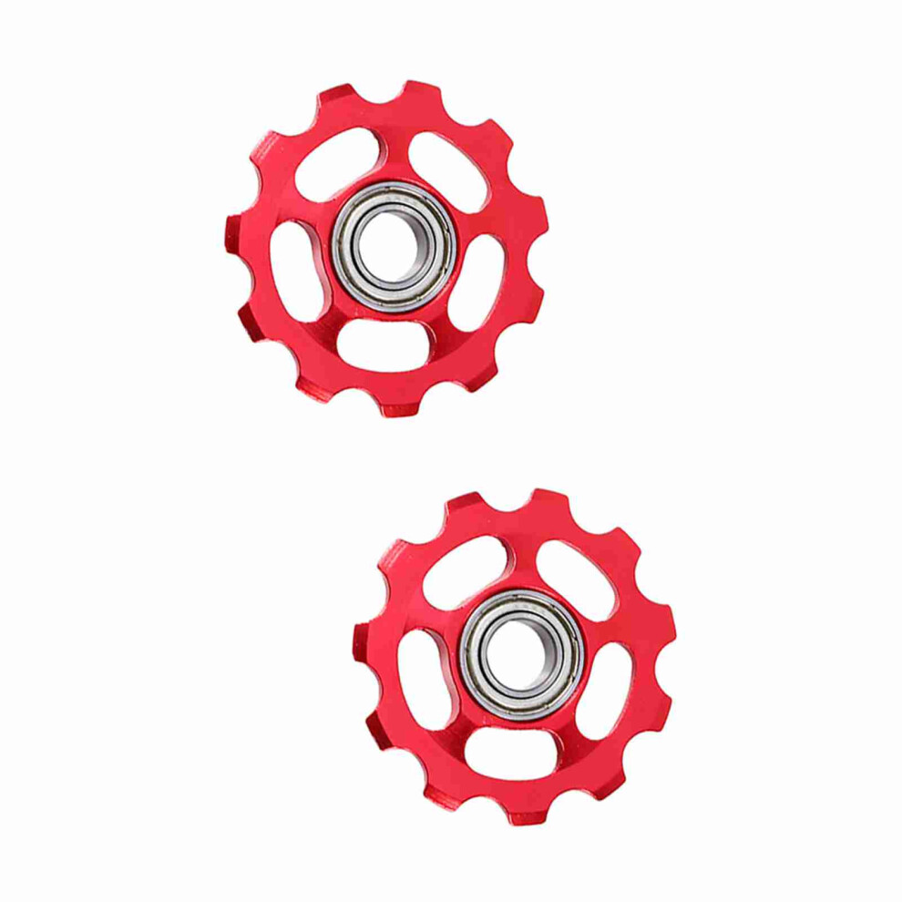 11T Aluminum Rear Derailleur Pulley Set - 2Pcs For Bicycles Red 4941363116396