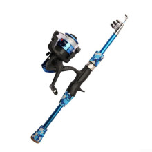 Telescopic Fishing Rod And Reel Set Fiberglass Spinning Reel 200Inch With Braking System Camouflage 1.5m Rod