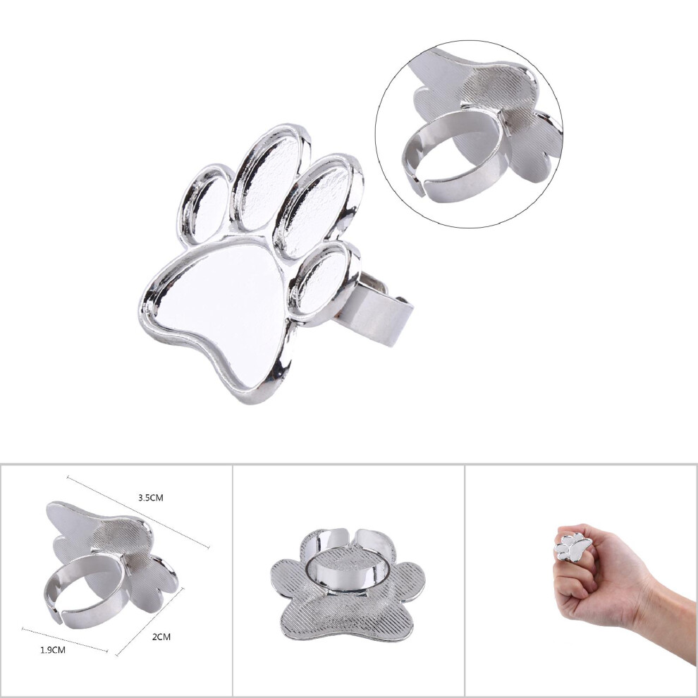 Nail Art Mixing Palette Ring Paw Shape - Durable Alloy, Color Blending Tool