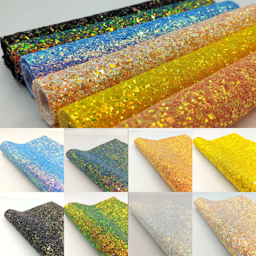 8 Stuks Kunstleer Blad Met Glitter Gestippeld Patroon 1