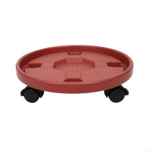 Movable Flower Pot Tray With Wheels Red 23 cm Diameter Round Flower Pot Rack Roller Base