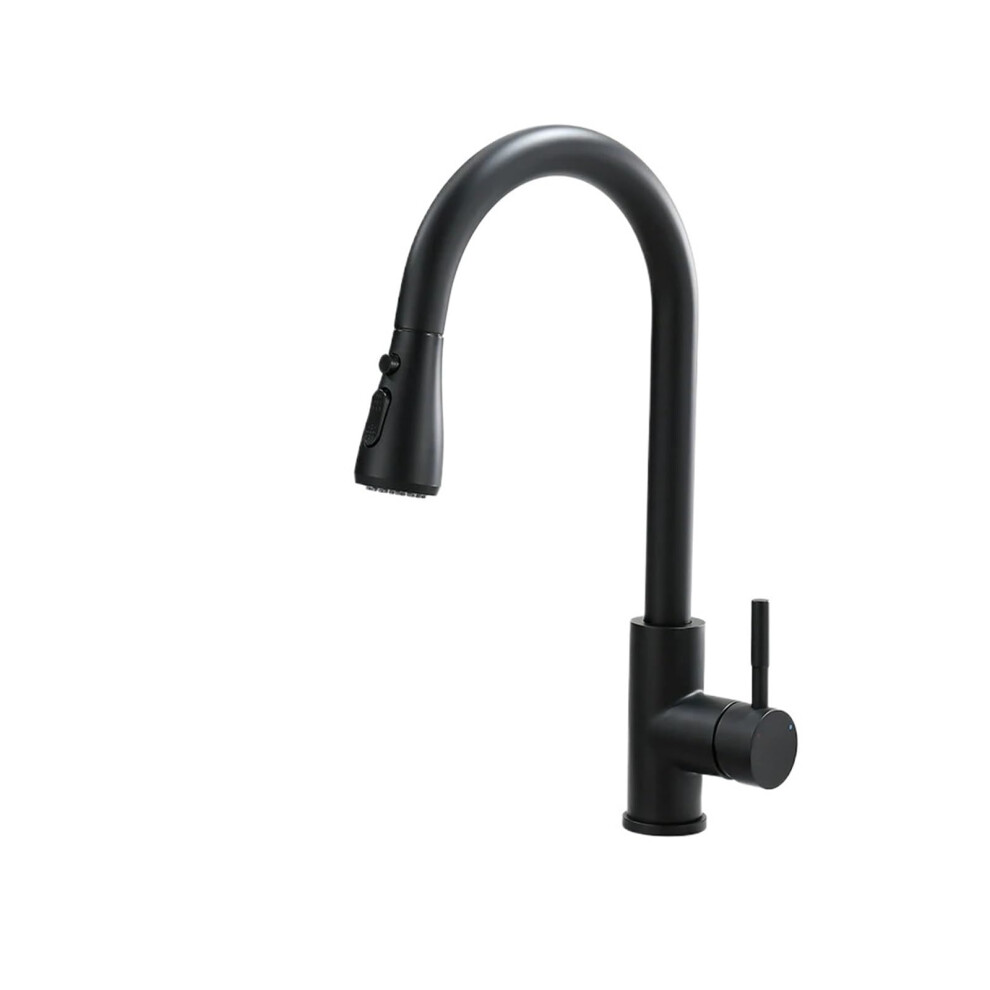 Brushed Nickel Finish Pullout Kitchen Faucet, Hot And Cold, Single Hole, Black 9105992261321