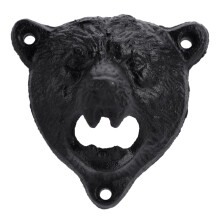 Deschizător de sticle robust, montat pe perete, din fontă cu dinți de urs grizzly, pentru deschiderea ușoară și rapidă a capacelor de sticle