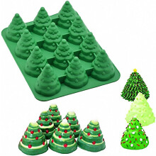 Bakvorm van voedselveilig siliconen, vaatwasmachinebestendig. 3D kerstboomvorm voor mousse en chocolade, veelzijdig te gebruiken gietvorm van