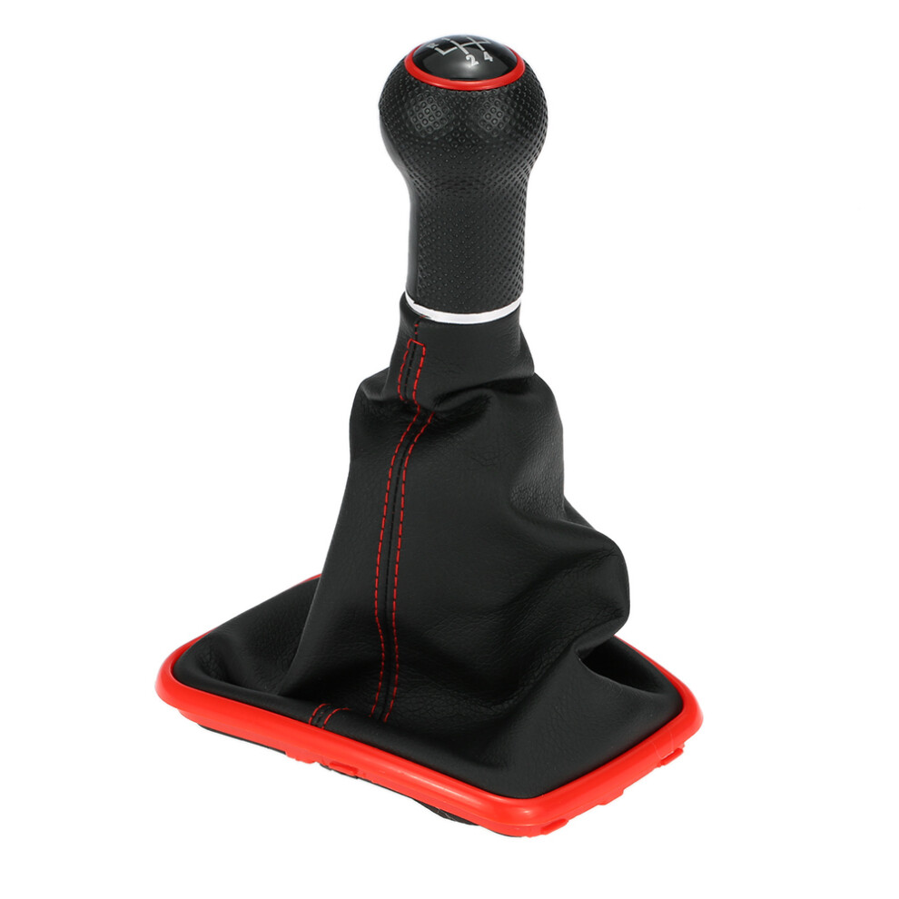 5-Speed Gear Shift Knob Gaitor Boot For Vw Golf Bora Jetta Mk4 1999-2004 Black/Red 9411363123205