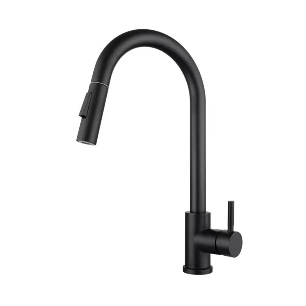 Stainless Steel Kitchen Faucet With Pullout Sprayer, Hot And Cold Water, Black, Vegetable Washing And Sink Cleaning 9105992262434