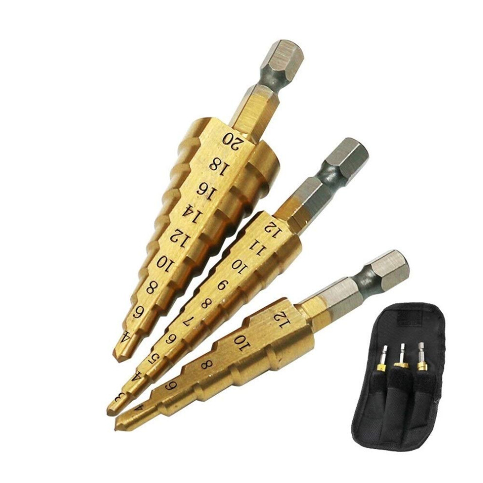 Step Drill Bit Hex Shank Coated Metal 312Mm 412Mm 420Mm Cone Drill Hole Cutter Tool Diy 9067246947699
