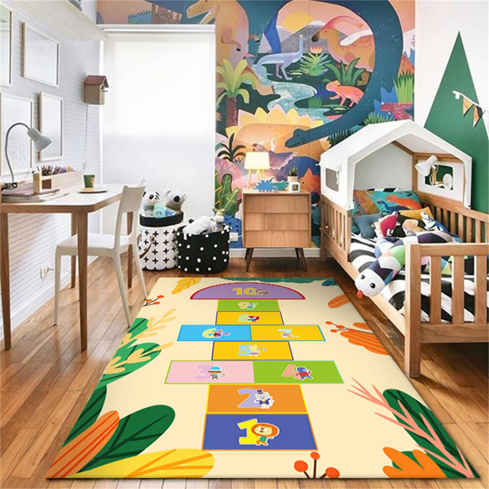Kids Rug Hopscotch Rug Play Mat NonSlip Washable Area Rug For Crawling Floor Carpet Bedroom Living Room Nursery