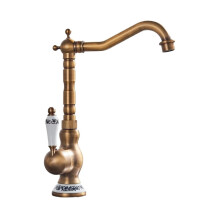 Antique Brass Ceramic Handle Basin Faucet Rotatable Bathroom And Kitchen Mixer, Hot & Cold, Vintage Style, Model A