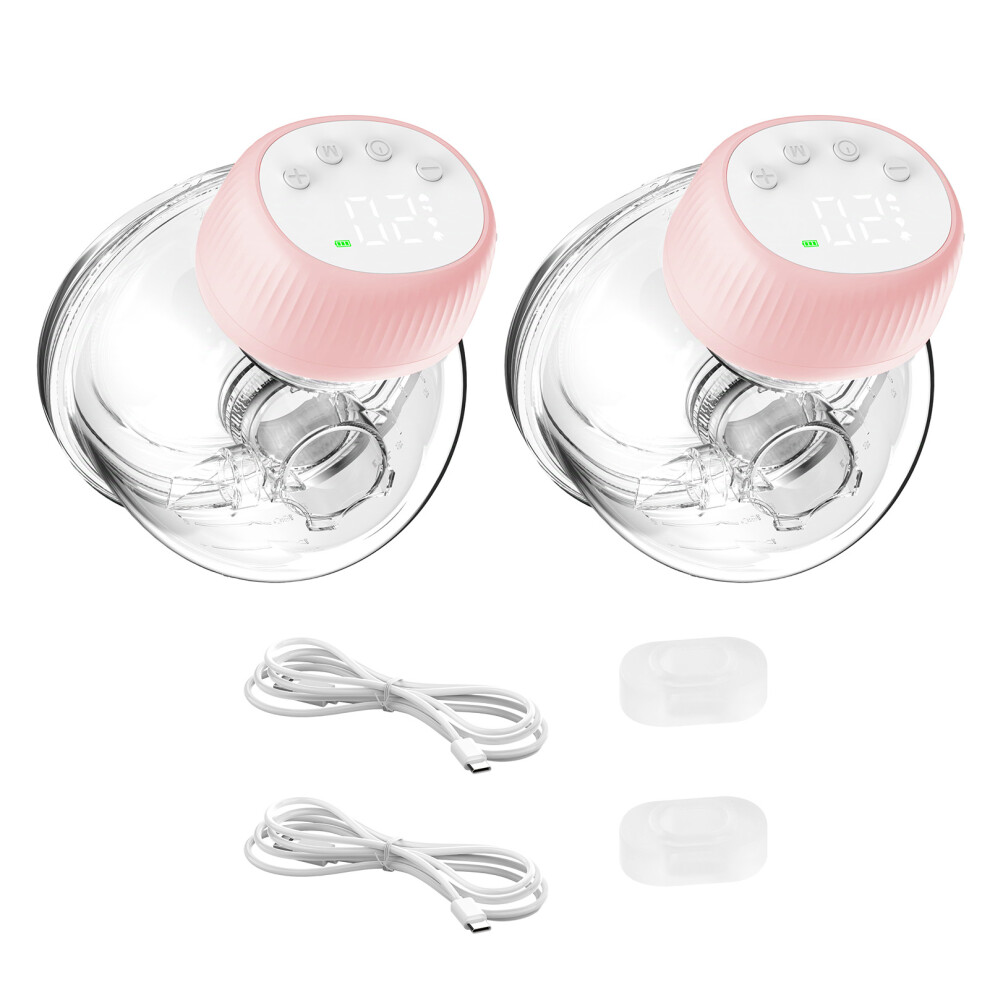 2 Pack Wearable Electric Breast Pump 180ml, 12 Levels, 55dB Quiet