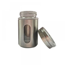 Contenitore da cucina con finestra in vetro e chiusura ermetica, barattolo per spezie in acciaio inox con coperchio regolabile per alimenti secchi,