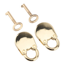 2 Stück hellgoldfarbene Bären-Vorhängeschlösser mit Schlüsseln 38x30mm